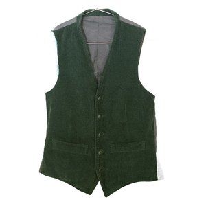 Vintage 60s Atleigh Dark Green Corduroy Vest Size 36 Small